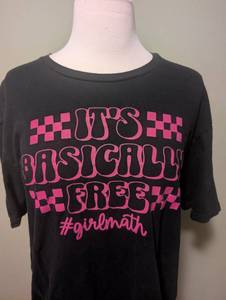 lot 4012 image: Funny Its Basically Free #girlmath T-Shirt - Large