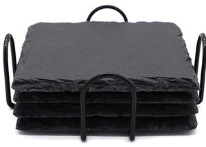 lot 2010 image: Slate Stone Coasters with Rubber Feet Set of 4 -new (coasters only no holder)