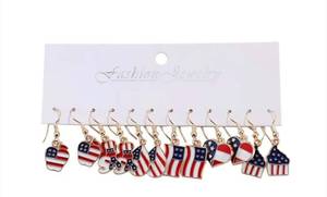 lot 3003 image: Fashion Jewelry 10-Piece Patriotic Enamel Earring Set