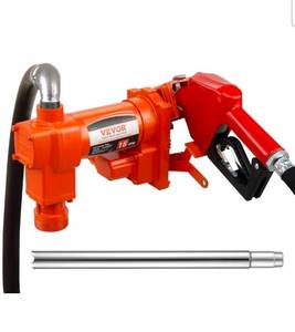 lot 18064 image: VEVOR Fuel Transfer Pump, 12V DC 16 GPM 14 HP, Gasoline Extractor Pump with Automatic Nozzle, Discharge Hose & Suction Pipe for Gasoline, Diesel, Kerosene, Ethanol & Methanol Blends, and Biodiesel - Retail $199