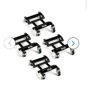 lot 18066 image: TUFFIOM Car Dolly Set of 4 6000LBS Upgraded for Moving Heavy Duty Vehicles SUV Trailers Black - Retail $119