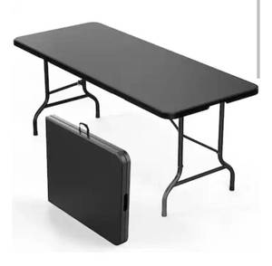 lot 18080 image: VINGLI 6FT Black Plastic Collapsible Long Tables for Party Camping Banquet Craft Dining Wedding Outdoor and Indoor Use - Retail $65
