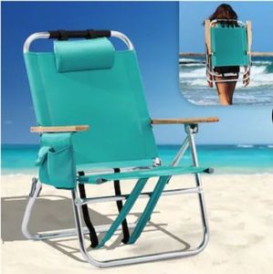 lot 18082 image: VINGLI 1 Pack 17-in Beach Chair with 3-Position Cooler Bag Cup Holders - Retail $56