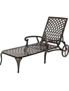 lot 18083 image: VINGLI Cast Aluminum Outdoor Chaise Lounge Chair with Wheels, Patio Chaise Lounges with 3-Position Adjustable Backrest, Pool Lounge Chair Reclining Chairs for Poolside Tanning (1, Bronze) - Retail $249