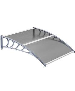 lot 18098 image: VINGLI Window Awning Door Canopy Exterior, 40 x 40 Awnings for Doors Polycarbonate Cover Patio Door Awning Rain Snow Sunlight Protection Hollow Sheet (Grey Board & Grey Bracket) - Retail $41