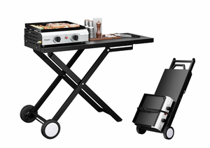 lot 18108 image: ROVSUN 2-Burner 20000 BTU Foldable Propane Griddle with Wheels - Retail $179