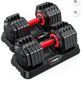 lot 18125 image: 50LB(25lbs2) Adjustable Dumbbells Set of 2,10 in 1 Quick-Select  Free Weight Adjustable Dumbbells for MenWomen Home Gym - Retail $239