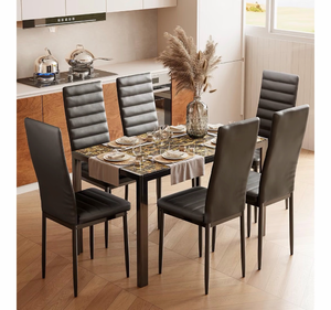 lot 18133 image: Bealife Dining Chair Set for 6, Black - Retail $199