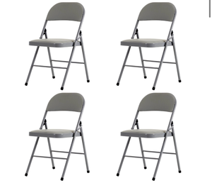 lot 18140 image: Zimtown 4 Pcs Wedding Party Patio Chairs Commercial Stackable Folding Chairs with Metal Frame and Padded Seat Gray - Retail $175