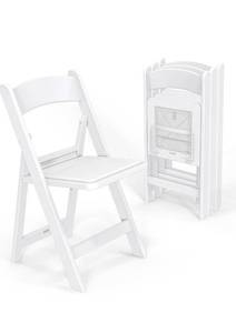 lot 18141 image: VINGLI Resin Folding Chairs with Cushion, Foldable Plastic Chair with Comfortable Padded Seats, Perfect for Event Party Indoor Outdoor, White, 4 PC - Retail $129