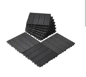 lot 18147 image: Interlocking Deck Tiles 11.6 in. x11.6 in. 10 sq. ft. Plastic Waterproof Outdoor Flooring Composite  (10-Pack) - Retail $0