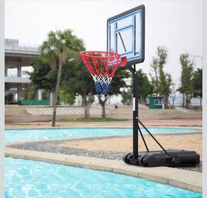 lot 18165 image: Pool Basketball Hoop & vplleyball Poolside, Portable for Swimming Pool, Upgraded Water Basketball Backboard Stand for Pool Indoor Outdoor - Retail $65