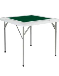 lot 18166 image: PEXMOR 35 Foldable Mahjong Table, Square 4 Player Card Game Table wCup Holders & Chip Grooves, Portable Folding Poker Game Table for Blackjack, Texas Holdem, Jigsaw Puzzles Game (White, 35) - Retail $57