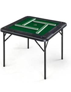 lot 18172 image: PEXMOR 35 Foldable Mahjong Table, Square 4 Player Card Game Table wCup Holders & Chip Grooves, Portable Folding Poker Game Table for Blackjack, Texas Holdem, Jigsaw Puzzles Game (Black, 35) - Retail $69