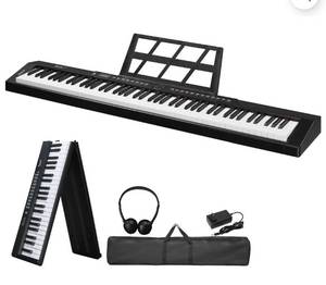 lot 18181 image: 88-Key Digital Piano Keyboard with Bluetooth, Foldable Electric Piano, for Beginner, Kids, Adult - Retail $79