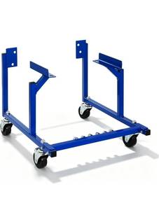 lot 18183 image: TUFFIOM 1000 lbs Engine Stand Compatible with Ford, with Wheels, Steel Structure Rolling Engine Cradle, Dolly Repair Rebuild Lift Tool Mover, Blue - Retail $0