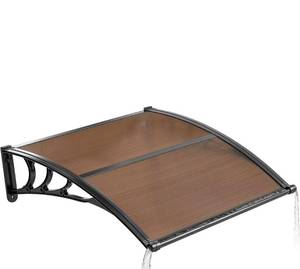 lot 18195 image: VEVOR Awnings for Door Entrance,  Window Door Awning Canopy Exterior with Drainage & ABS Bracket, Polycarbonate Cover Patio Door Awnings for Sun, UV, Rain, Snow Protection��Brown�� - Retail $0