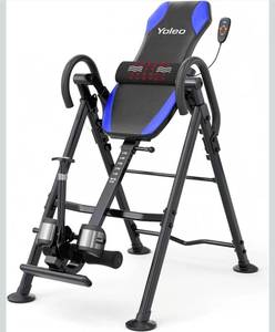 lot 18210 image: YOLEO Gravity Inversion Table for Back Pain Relief 2026 New Inversion TableBack Stretcher Machine w Heat and Massage Lumbar pad, Reversible Ankle Holders, 300 lbs, Easy to Assemble. - Retail $159