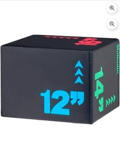 lot 18222 image: Heavy Foam Plyometric Jump Box, 3 in 1 Soft Plyo Jumping Trainers Box for Box-Squat,Jumping, Plyometric Training, Workout Exercise - Retail $69