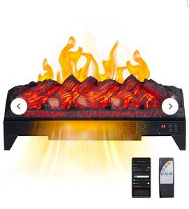lot 18225 image: rovsun 23 Electric fireplace insert wremote & wifi control, Faux fireplace logs wtimer, Overheat protection, Adjustable flame and brightness, csa listed for Home living room bedroom, 1400w - Retail $159
