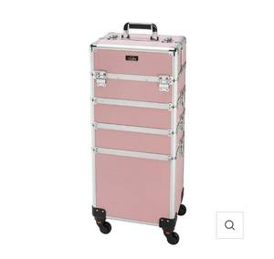 lot 18238 image: Omysalon MCA401 4-in-1 Aluminum Lockable Rolling Makeup Cosmetic Organizer Train Case - Retail $119
