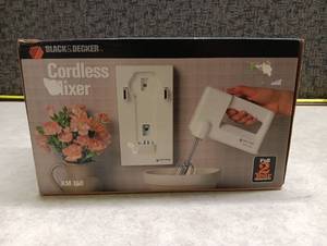 lot 109 image: Black & Decker Cordless Hand Mixer Km150 Wall Mount No Beaters Tested White