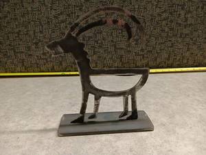 lot 122 image: Metal Goat Figurine Sculpture with Base