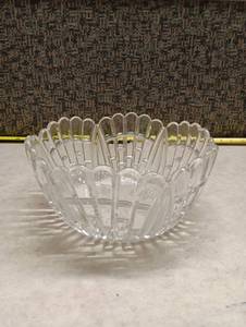 lot 130 image: Clear Glass Bowl with Shell Flute Design 10 Inch Diameter
