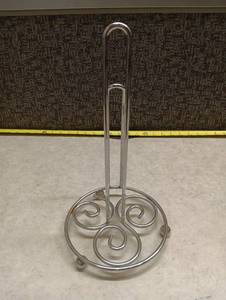 lot 163 image: Metal Paper Towel Holder Stand with Scrolled Base