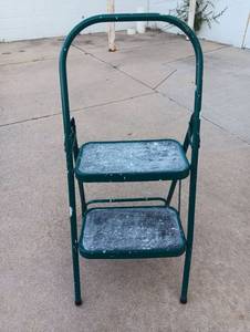 lot 192 image: 2-Step Folding Step Stool Ladder 15 inch x 9 inch Teal Green