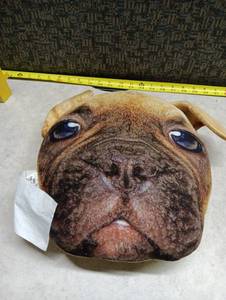lot 218 image: Dog Head Pillow Plush Toy Bulldog Face Cushion