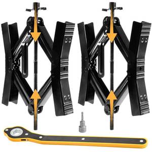 lot 1062 image: Camper Wheel Chock Stabilizer 2 Sets, Double Speed Heavy Duty Truck RV Tire Scissor Locking X Chock, Camper Accessories for Travel Trailers Tire Chalks, Anti Rust Coating, Fit for 3.5 to 12 - Retail $39