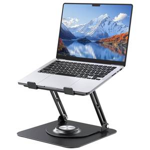 lot 1067 image: JOYEKY Laptop Stand for Desk, Adjustable Computer Stand with 360° Rotating Base, Ergonomic Laptop Riser for Collaborative Work, Foldable & Portable Laptop Stand, fits for All 10-16 Laptops - Retail $38