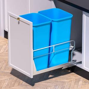 lot 1103 image: Insputer Dual Pull Out Trash Can Under Cabinet with Soft-Close Slides, Heavy Duty Under Sink Trash Can Kit for Kitchen Sink, Laundry, Garbage Can Not Included, Requires 17 W X 24 D Cabinets - Retail $88