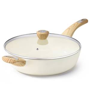 lot 1106 image: SENSARTE Ceramic Nonstick Frying Pan Skillet with Lid, 10.5 Inch Deep Frying Pan, 3.8 Qt Saute Pan, Induction Pan, Healthy Non Toxic Cooking Pan with Helper Handle, PFOA PFAS PTFE Free - Retail $36