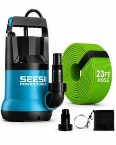 lot 1107 image: SEESII 1HP Submersible Water Pump, 4755 GPH High Flow w 23ft Hose - Retail $80
