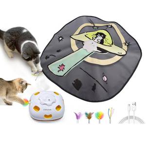 lot 1116 image: ORSDA 4 in 1 Interactive Cat Toys - Automatic Cat Toys for Indoor Cats & Kittens, 8 Holes Mice Whack-A-Mole, Hide and Seek Smart Motion with 5PCS DIY Replacement Refills - Retail $27