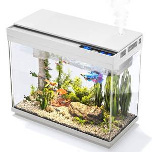 lot 1133 image: Vehipa Betta Fish Tank 2.4 Gallon HD Glass Aquarium Starter Kits - Retail $60