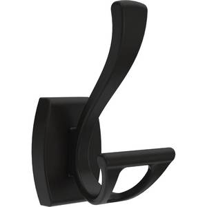 lot 1142 image: Delta Dansant (1-Pack) Towel Hooks Matte Black Double J Wall Mounted for Robes 2-Prong Holder, Bathroom Accessories DAN35-MB - Retail $11