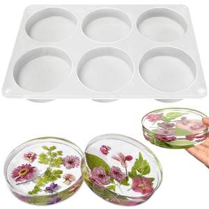 lot 1153 image: RESINWORLD 6-Cavity Deep Round Coaster Molds, 4 Inches Coaster Silicone Molds for Epoxy Resin, Coaster Resin Molds for Flower Bouquet Preservation - Retail $10