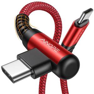 lot 1164 image: AINOPE USB C Cable 60W 2-Pack 3.3ft Nylon Braided USB C to USB C Cable Type C Charger Fast Charging Right Angle USBC Cable Charger Cord for iPhone 16 Pro Max 15 Plus Samsung S24 S23 iPad Pro Red - Retail $10