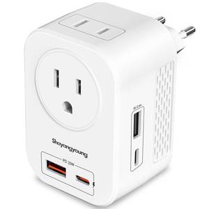 lot 1167 image: Universal Travel Adapter with 20W PD, 2 Type-C Port 2 USB-A Italy - White - Retail $5,721