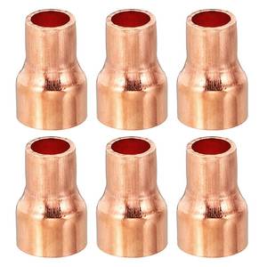 lot 1170 image: FIVE PIECES 38 to 14 ID Copper Reducer, 5pcs 99.9% Pure Copper Reducing Coupling Pressure Fitting Pipe Tube Connector Adapter with Sweat Solder Connection for HVAC Refrigeration System - Retail $9