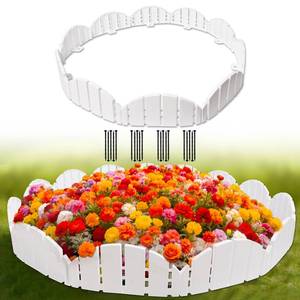 lot 1173 image: Appears Pre Owned White Garden Edging Flexible Landscape Border with Anchoring Spikes for Lawn Flower Bed Outdoor Decor (30) - Retail $23