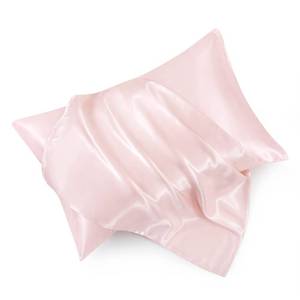 lot 1177 image: HommxJF Blush Pink Satin Pillowcase Standard Set of 2 with Envelope Closure��Blush Pink Silk Pillowcase for Hair and Skin (20x26) - Retail $6