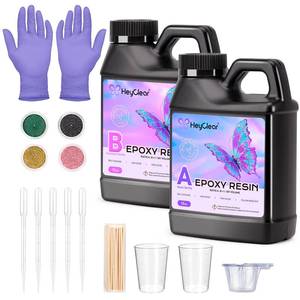 lot 1180 image: HeyClear Epoxy Resin Kit 32oz Crystal Clear, Hard, DIY Crafts for Adults - Retail $15