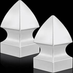 lot 1183 image: Lothee 2 Pcs 5 X 5 Vinyl Post Cap Gothic Fence Post Caps White Decking Caps PVC Fence Parts for Decks Decking Mailbox Cap - Retail $30