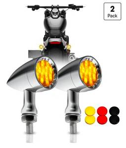 lot 1194 image: Appears Pre Owned 2pcs Chrome Bullet 15 LEDs Motorcycle Turn Signal Lights Front and Rear Indicator Lamps Compatible with Harley Honda Yamaha Cruiser Softail Sportster StreetBike Chopper Bobber (Amber lens - Retail $0