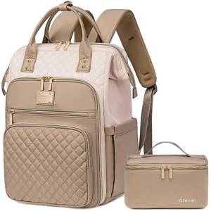 lot 1210 image: Otevan Lunch Backpack for Women, 15.6 inch Laptop Backpack, Work & Travel Backpack with Insulated Lunchbox Cooler - Retail $39