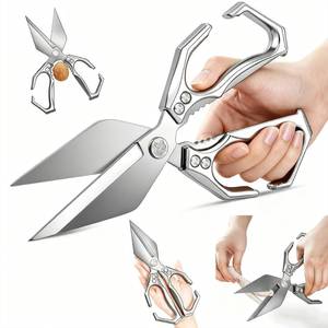 lot 1221 image: Multifunctional Heavy Duty Kitchen Shears,Kitchen Shears for Cutting Chicken,Kitchen Scissors for Food, Japanese High-Carbon Steel Culinary Poultry Shears, for Chicken,Meat,Fish,Bone Cutting(Silver) - Retail $12